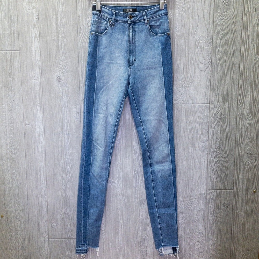 Neuw Denim Skinny Jeans Womens 26 x 32 Blue High Rise Raw Hem Edgy Streetwear‎